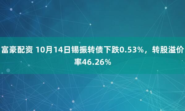 富豪配资 10月14日锡振转债下跌0.53%，转股溢价率46.26%