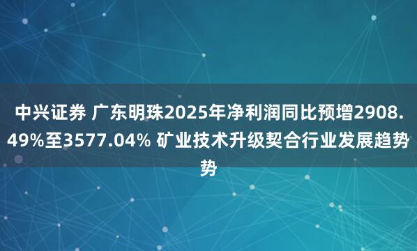 中兴证券 广东明珠2025年净利润同比预增2908.49%至3577.04% 矿业技术升级契合行业发展趋势