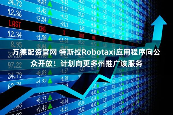万德配资官网 特斯拉Robotaxi应用程序向公众开放！计划向更多州推广该服务